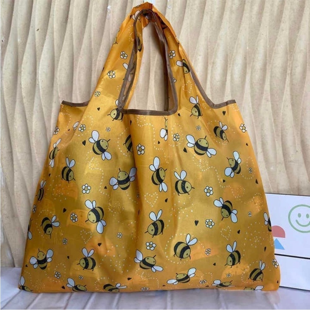 Bee Print Yellow Tote Bag